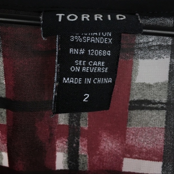TORRID Top Blouse Pullover Plaid Grid Stripe Sheer Lightweight Plus Size 2X - Picture 7 of 12
